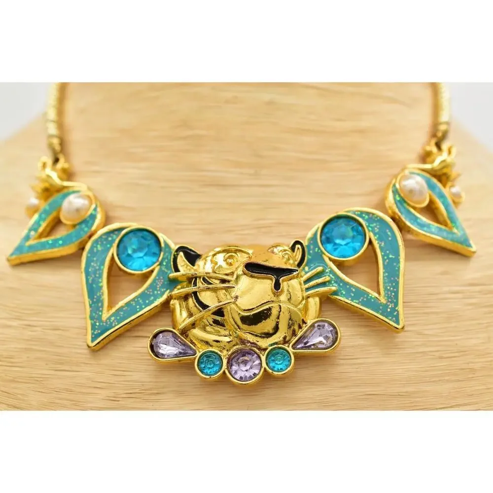 Disney Store London Necklace Princess Jasmine Aladdin Raja Crystal Gold BinBJ